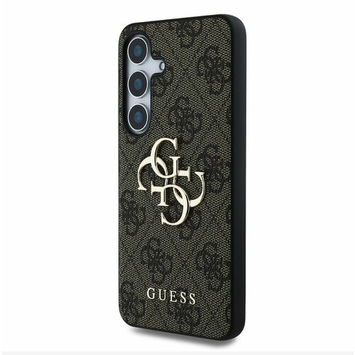 Guess PU 4G Metal Logo Zadn&amp;iacute; Kryt pro Samsung Galaxy S25 Brown Ovitek za telefon Vijolična Slike