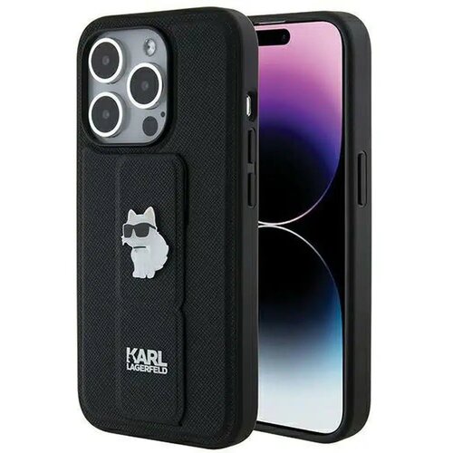  Originalna torbica KARL LAGERFELD Hardcase KLHCP14XGSACHPK za iPhone 14 Pro Max (Gripstand Saffiano choupette PIN / crna Cijene