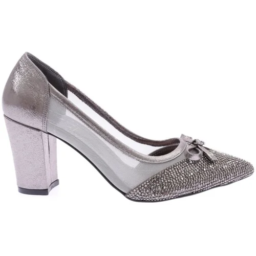 DGN 255 Women's Silver Studded Transparent Heeled Shoes