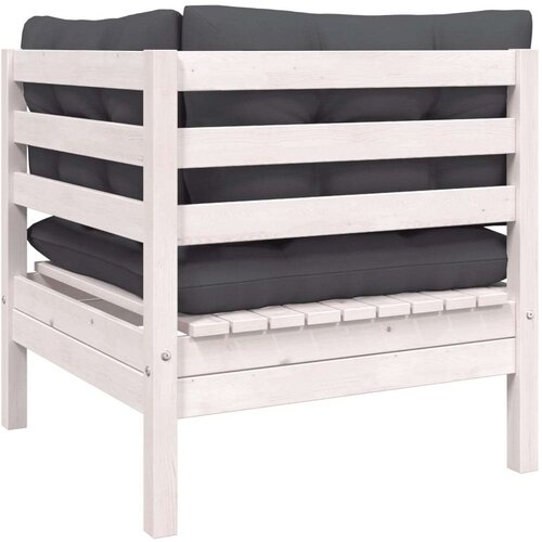 VidaXL Kutna vrtna sofa s jastucima bijela od masivne borovine Slike