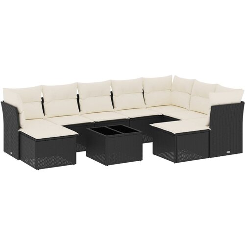 vidaXL 10-dijelni set vrtnih sofa s jastucima crni od poliratana Cijene