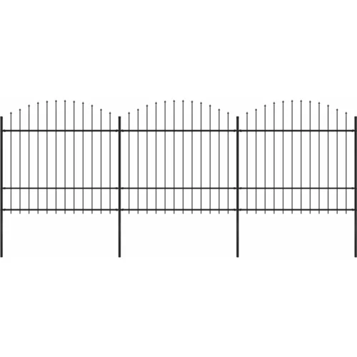 vidaXL Vrtna ograda s ukrasnim kopljima (1,5-1,75) x 5,1 m čelična crna