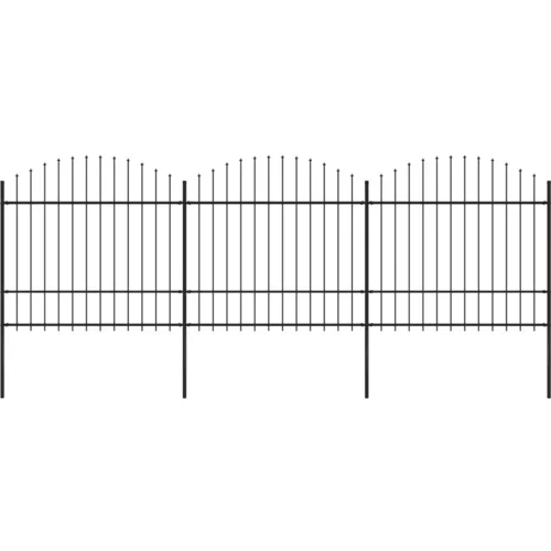 vidaXL vrtna ograja s koničastimi vrhovi jeklo (1,5-1,75)x5,1 m črna
