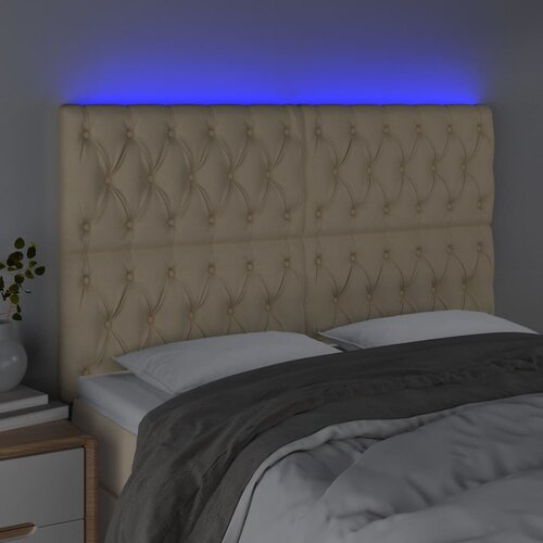  LED uzglavlje krem 144x7x118/128 cm od tkanine Slike