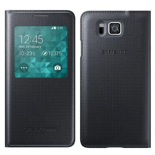 Samsung original S-View EF-CG850BB preklopna torbica Galaxy Alpha G850 črna
