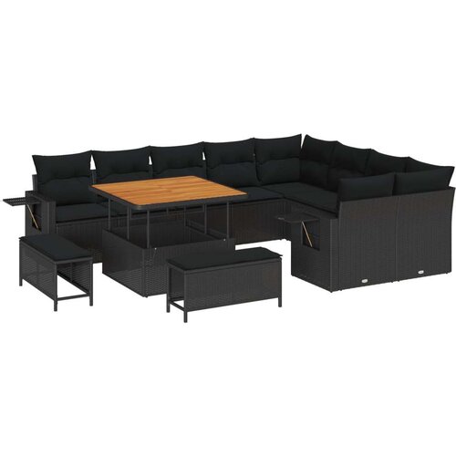  Set vrtnih sofa od 12 komada s jastučićima Crna Poli ratan Acacia  3-dijelni vrtni set za objedovanje s jastučićima Crna Poli ra Cijene