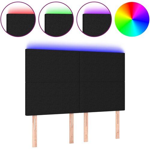 Maison Chic LED Posteljno vzglavje - Vzglavna omarica - Nočna omarica črno 144x5x118/128 cm blago, (21708432) Slike