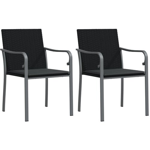  Vrtne stolice s jastucima 2 kom crne 56x59x84 cm od poliratana Slike