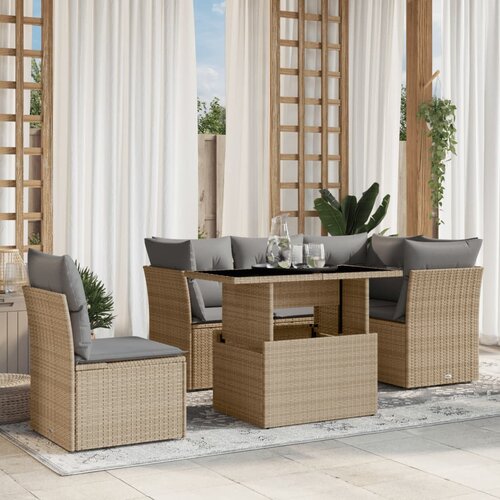vidaXL 6-dijelni set vrtnih sofa s jastucima bež od poliratana Cijene