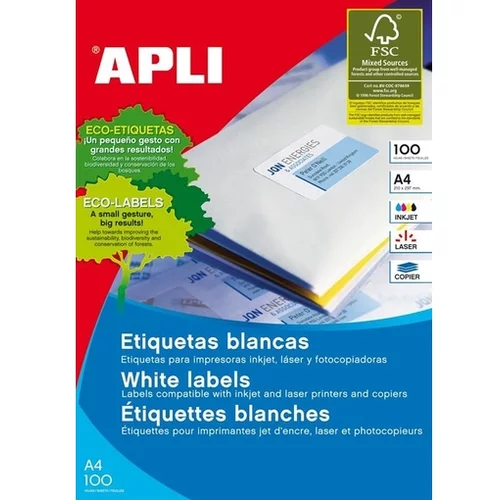 Apli bele nalepke AP001279 105 x 74 mm, 8/stran 100 listov