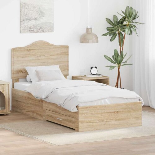  Konstrukcija postelje Sonoma hrast 100 x 200 cm Konstruiran les, (5000102569) Cene
