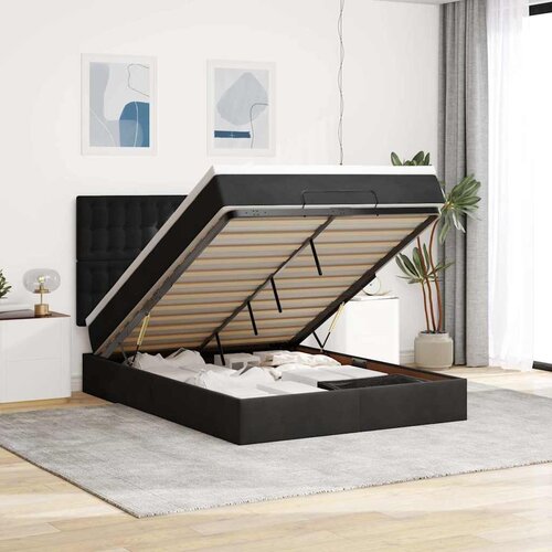  Ottoman krevet s madracima i LED diodama crni 140x200 cm baršun Cene