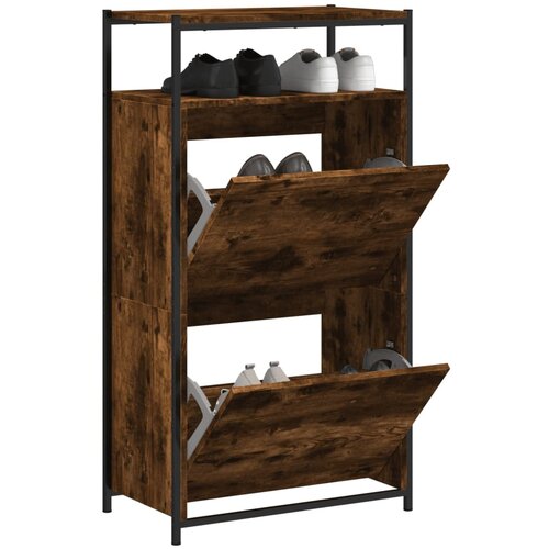  The Living Store Omarica za čevlje dimljeni hrast 60x34x112 cm inženirski les - Omarica Za Čevlje, (21442322) Cene