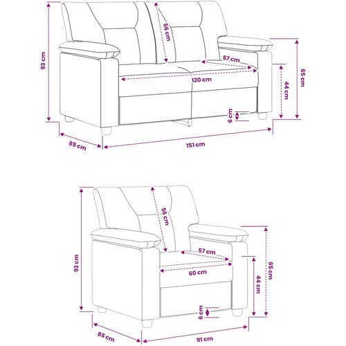 Set sofe 2 pcs Siva Umjetna koža Slike