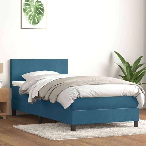 Box spring postelja z vzmetnico temno modra 100x210 cm žamet, (21792822) Cene