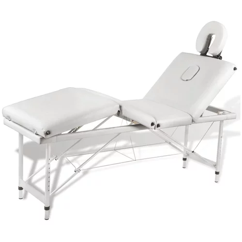  Krem bela masažna miza s 4 območji in aluminjastim okvirjem