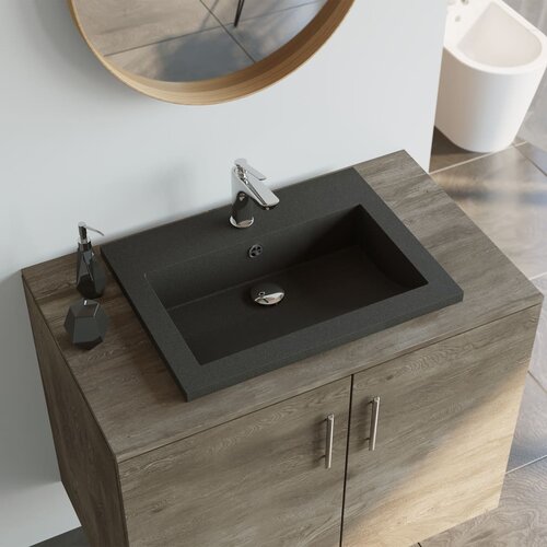 vidaXL Granitni umivalnik 600x450x120 mm črn Cene
