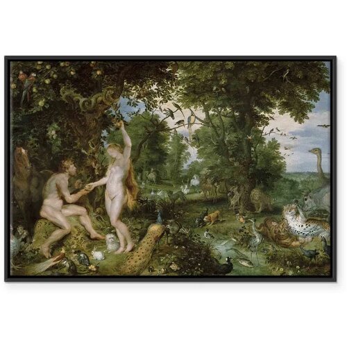  Slika - Peter Paul Rubens &amp;ndash; The Garden of Eden with the Fall of Man 90x60 U crnom drvenom okviru Slike