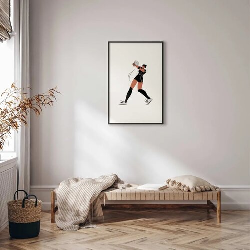  Plakat - Illustration - Female Volleyball Team Player 60x90 Crni okvir s margom Cene