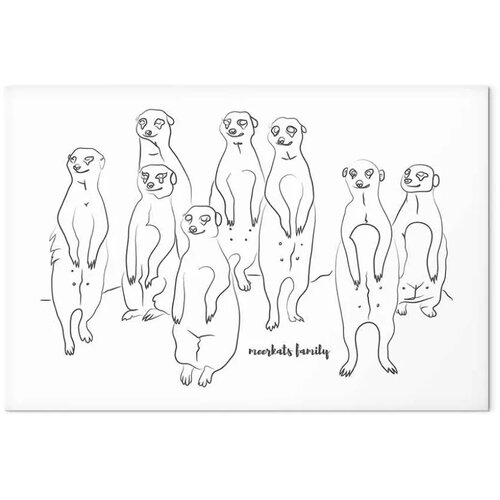  Slika - Animal Patrol (1-part) - Meerkats on Black and White Background 120x80 Na talijanskom platnu Slike