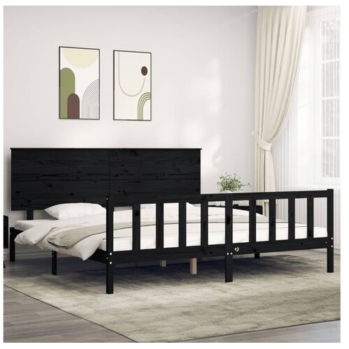 vidaXL Za krevet s uzglavljem crni 200 x 200 cm od masivnog drva Cene