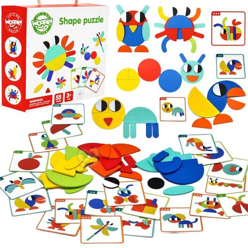 Woopie Green drvena Montessori slagalica, 40 uzoraka za preslagivanje, 55 kom. Cijene