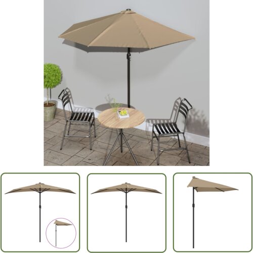 The Living Store Balkonski senčnik z aluminijastim drogom 270x144 cm taupe - Balkonski Senčnik, (21742646) Slike