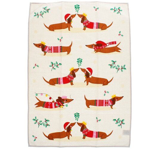 Rex London Bombažna kuhinjska krpa 70x50 cm Festive Sausage Dog &amp;ndash; Slike