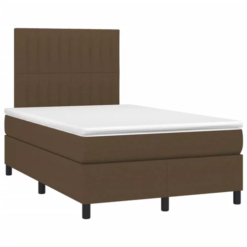 vidaXL Box spring postelja z vzmetnico temno rjava 120x190 cm blago, (21111816)
