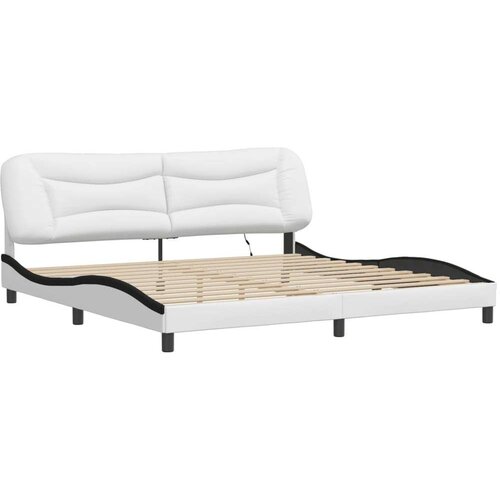  Okvir kreveta LED bijelo-crni 200 x 200 cm umjetna koža Slike