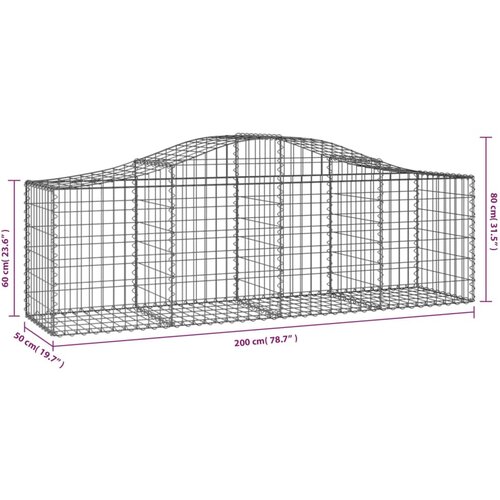  Gabionska ko&amp;scaron;ara s lukom 200x50x60/80 cm pocinčano željezo Slike