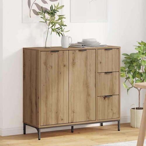 vidaXL Strani šal artisan hrast 89.5 x 33 x 82 cm Konstruiran les Cene
