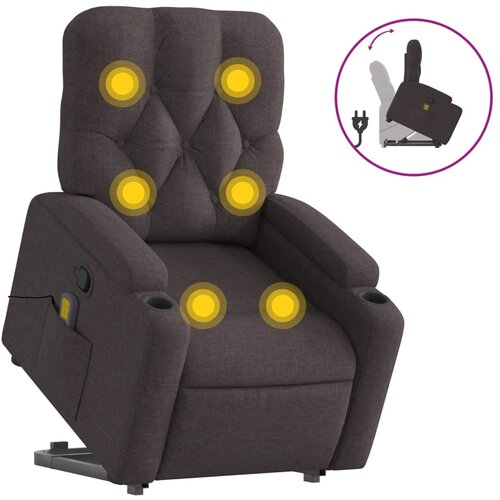 Maison Chic masažni naslanjač - Relax naslanjač s funkcijo vstajanja temno rjavo blago, (22062039) Cene