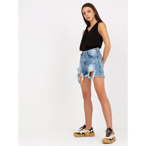 Fashion Hunters Black plain basic top with V-neck RUE PARIS Slike
