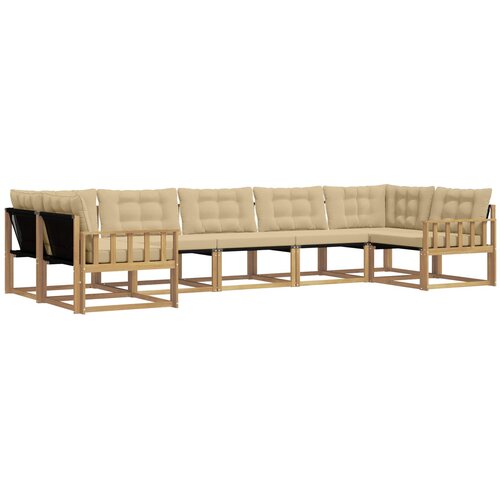 vidaXL Zunanja garnitura za sedenje z blazino 7 pcs Bela in bež, (5000281136) Cene