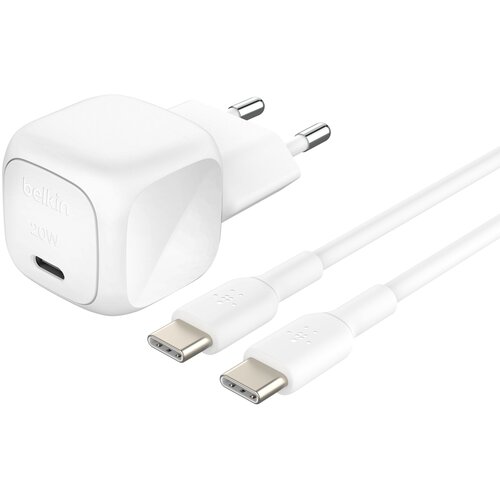 Belkin Paket hitrega omrežnega polnilnika USB-C 20W Power Delivery in PPS z 1m kablom USB-C, Bela, (5000190875) Cene