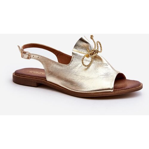 Zazoo 2898 Leather Flat Sandals Gold Cene