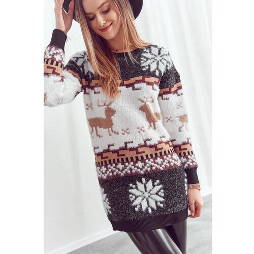 Fasardi Warm, long, black Christmas sweater Slike