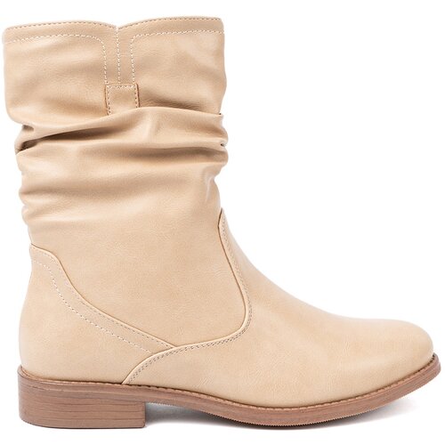 Shelvt Comfortable beige ankle boots with ruffles Cene