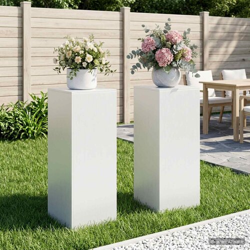  Stalak za biljke 2 pcs Bijela 40 x 40 x 100 cm Čelik Slike