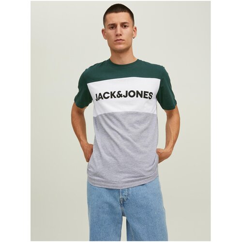 Jack &amp;amp; Jones Green-Grey T-Shirt - Men Slike