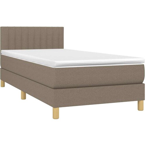  Krevet box spring s madracem LED smeđesivi 90x200 cm tkanina Slike