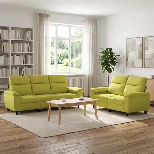  Set sofe 2 pcs Svijetlo zelena Tkanina - Svijetlo zelena 2-sjedalna (140 cm) + 3-sjedalna Cene