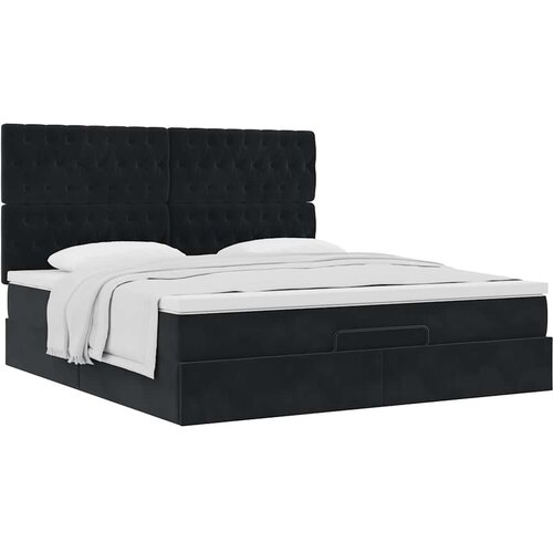 VidaXL Okvir kreveta s madracima crni 160x200cm bar&amp;scaron;unasti Slike