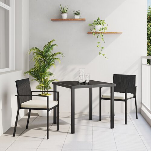 vidaXL 3-dijelni vrtni blagovaonski set crni poli rattan Cijene