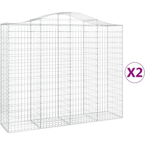  Lučne gabionske ko&amp;scaron;are 2 kom 200x50x160/180cm pocinčano željezo Slike