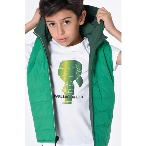 Karl Lagerfeld Otroški dvostranski brezrokavnik zelena barva