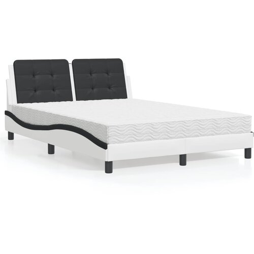vidaXL Postelja z vzmetnico bela in črna 140x190 cm umetno usnje Cene