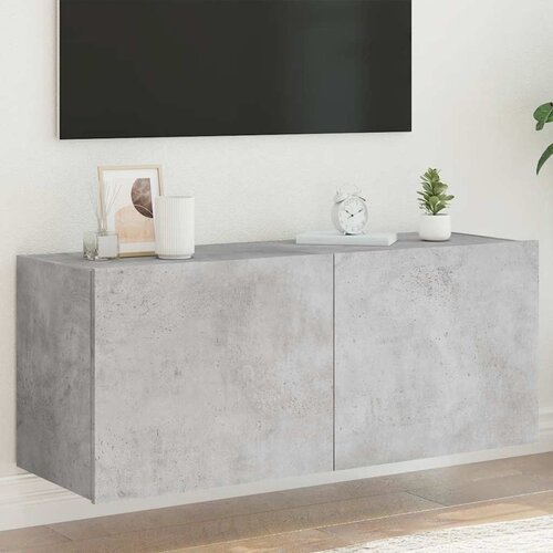  Zidni TV ormarić s LED svjetlima siva boja betona 100x35x41 cm Cene