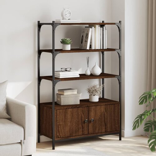  The living store knjižna omara 3-nadstropna rjavi hrast 70x30x109,5 cm inž. les - knjižna omara, (21502979) Cene